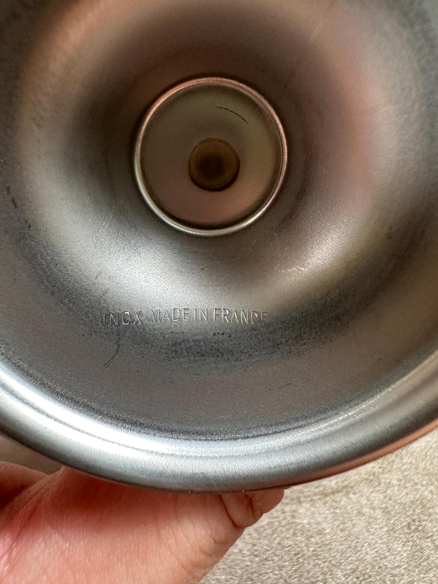 Set of 6 ice cream cups with 6 spoons and tray in 18/10 stainless steel vintage Made in France