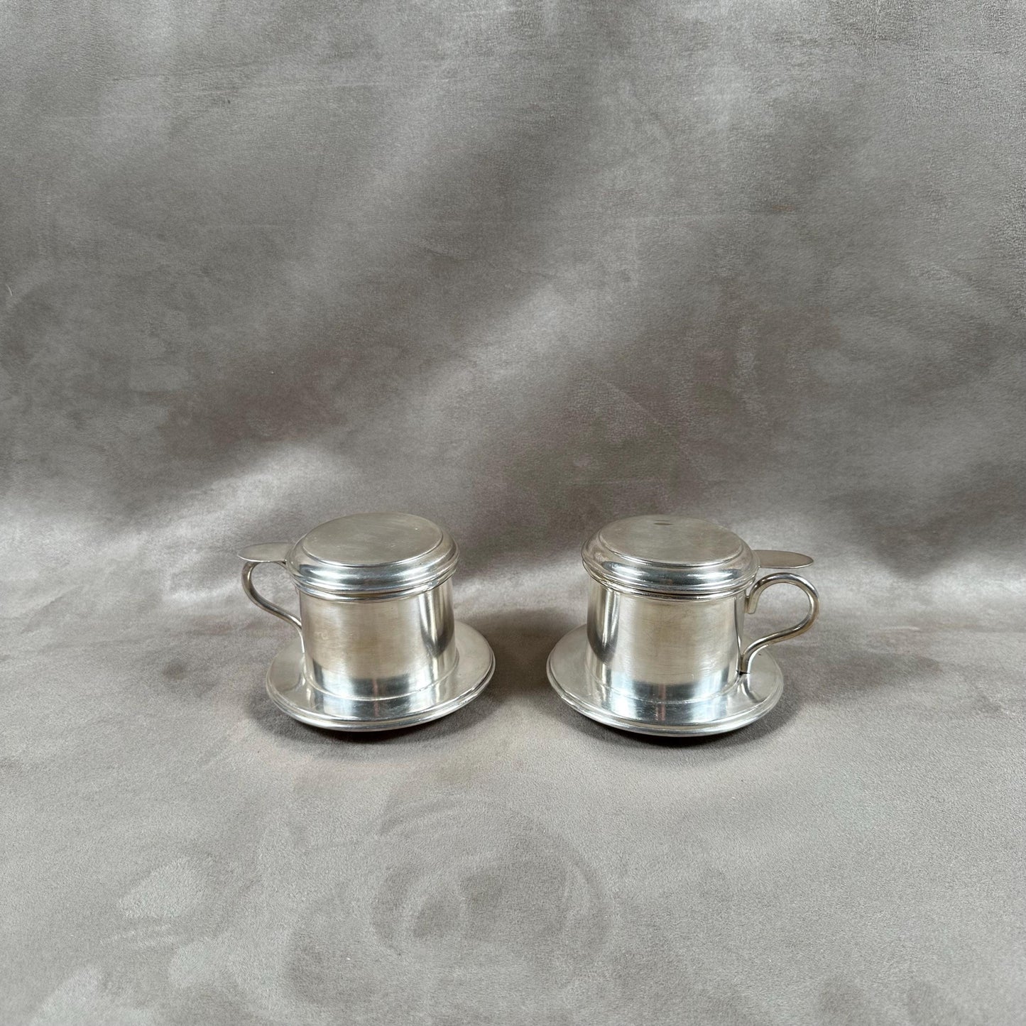 VERY RARE Set of vintage silver metal coffee filters Made in France