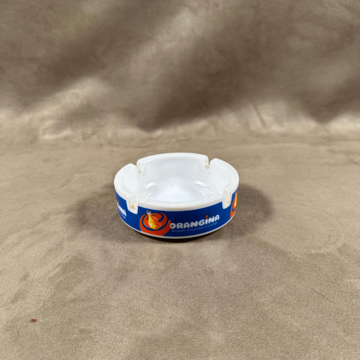 Orangina Vintage White Glass Ashtray Made in France