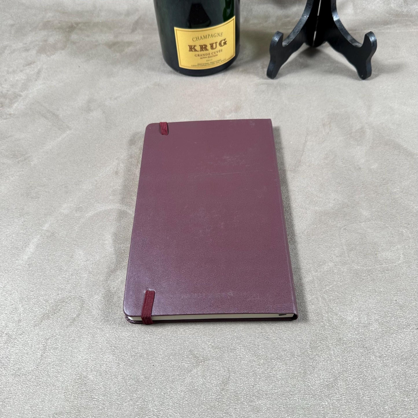 RARE KRUG Champagne Carnet rouge bordeaux en similicuir vintage Made in France Années 1990