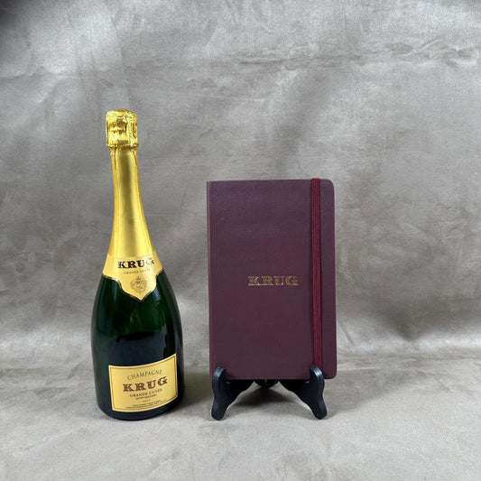 SELTENES KRUG Champagnerrotes Bordeaux Notizbuch aus Vintage Kunstleder Made in France 1990er