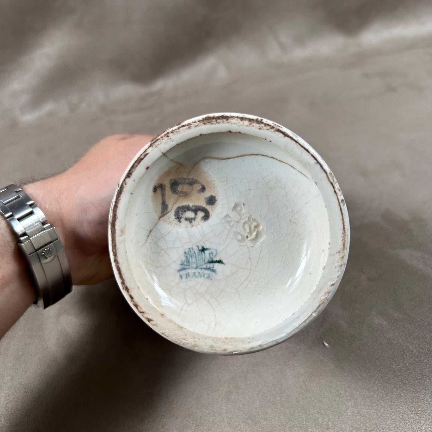Félix Potin Paris Marmeladentopf aus Steingut, Hergestellt in Frankreich, Vintage 1970