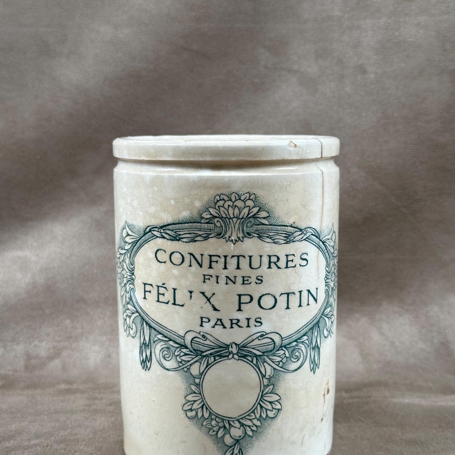 Félix Potin Paris Marmeladentopf aus Steingut, Hergestellt in Frankreich, Vintage 1970