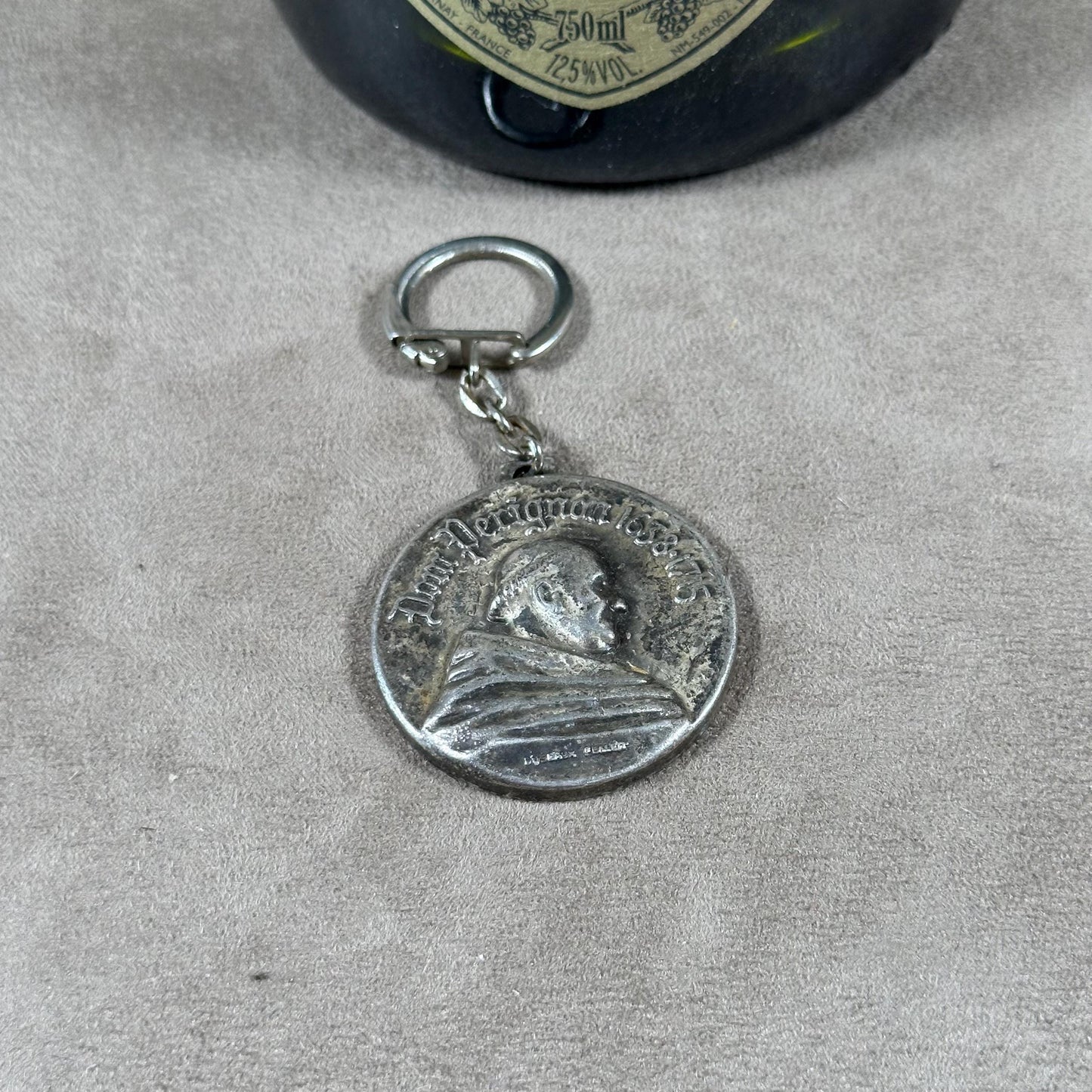 RARE Moet&amp;Chandon Dom Perignon steel key ring Made in France 1980s