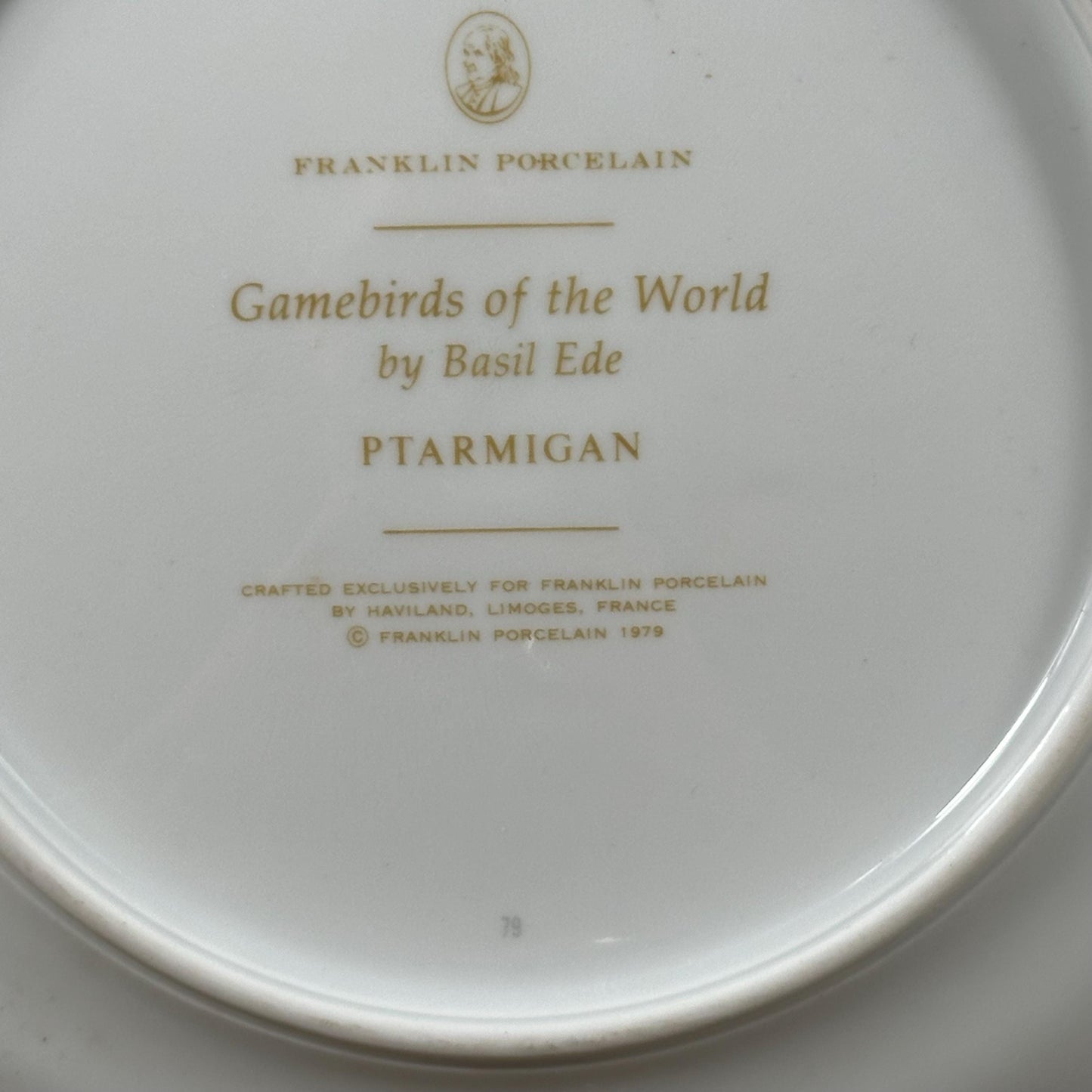 Beautiful decorative plate "Gamebird of the World" by Basil Ede made by Haviland in Limoges porcelain for Franklin Porcelain 1979