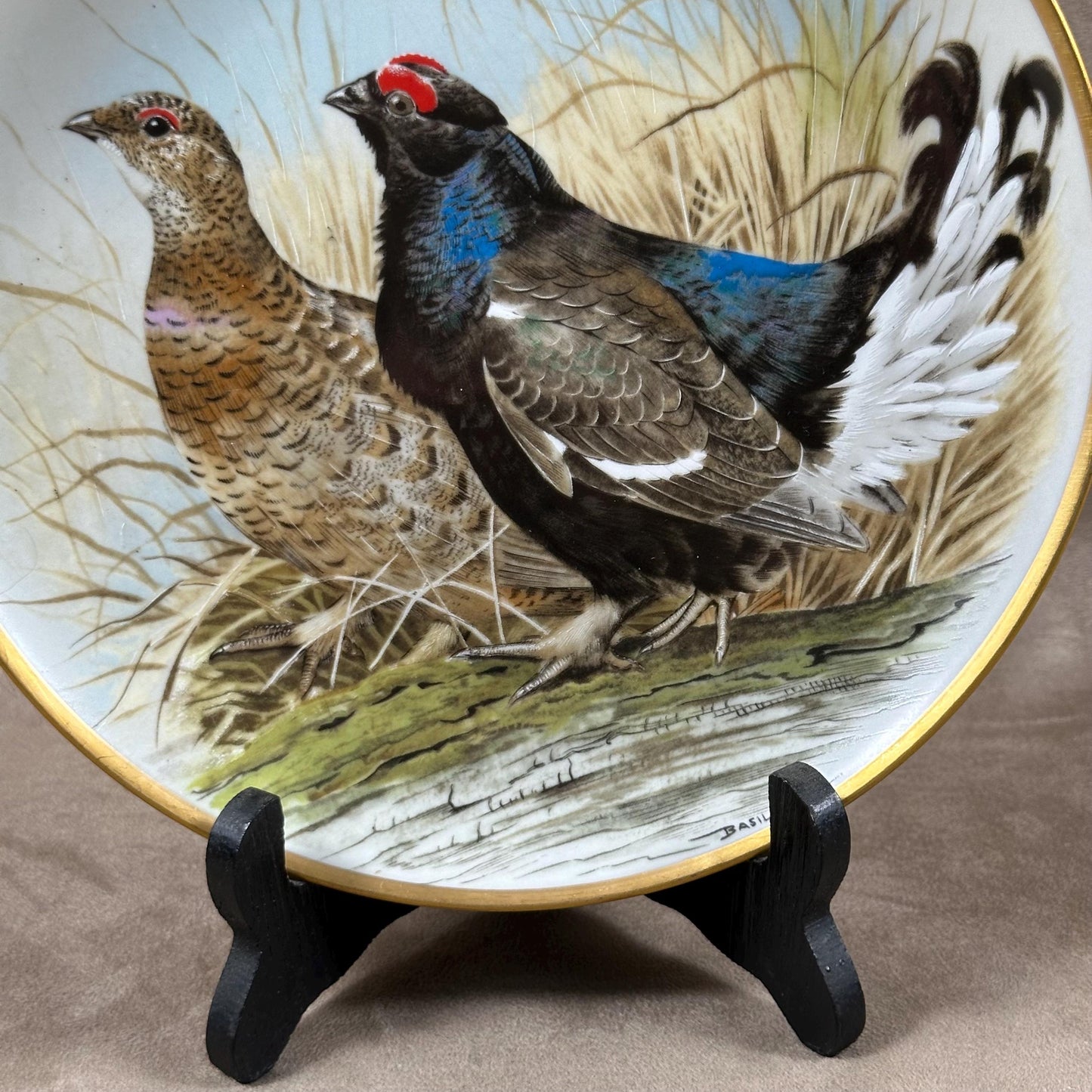 Beautiful decorative plate "Gamebird of the World" by Basil Ede made by Haviland in Limoges porcelain for Franklin Porcelain 1979