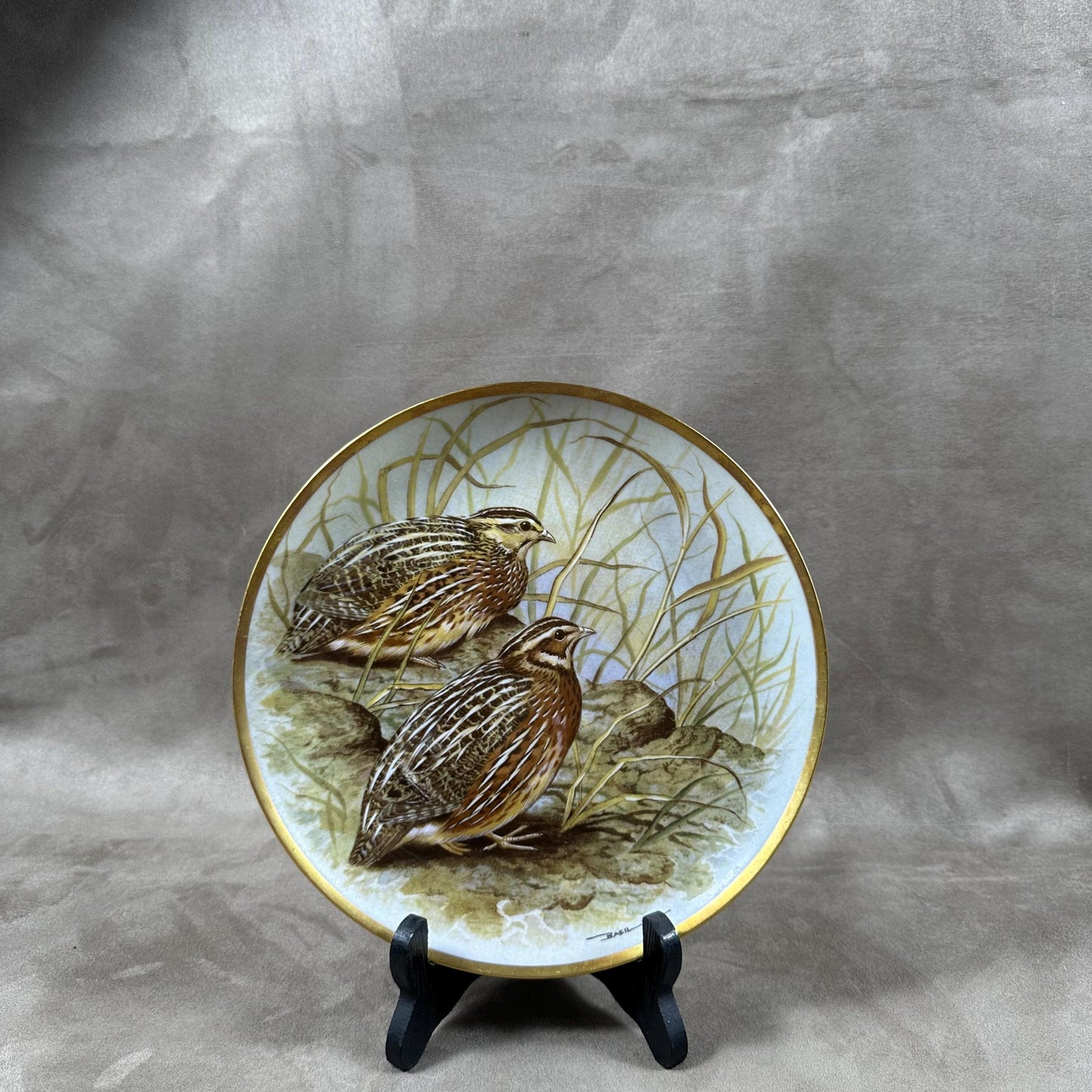 Beautiful decorative plate "Gamebird of the World" by Basil Ede made by Haviland in Limoges porcelain for Franklin Porcelain 1979