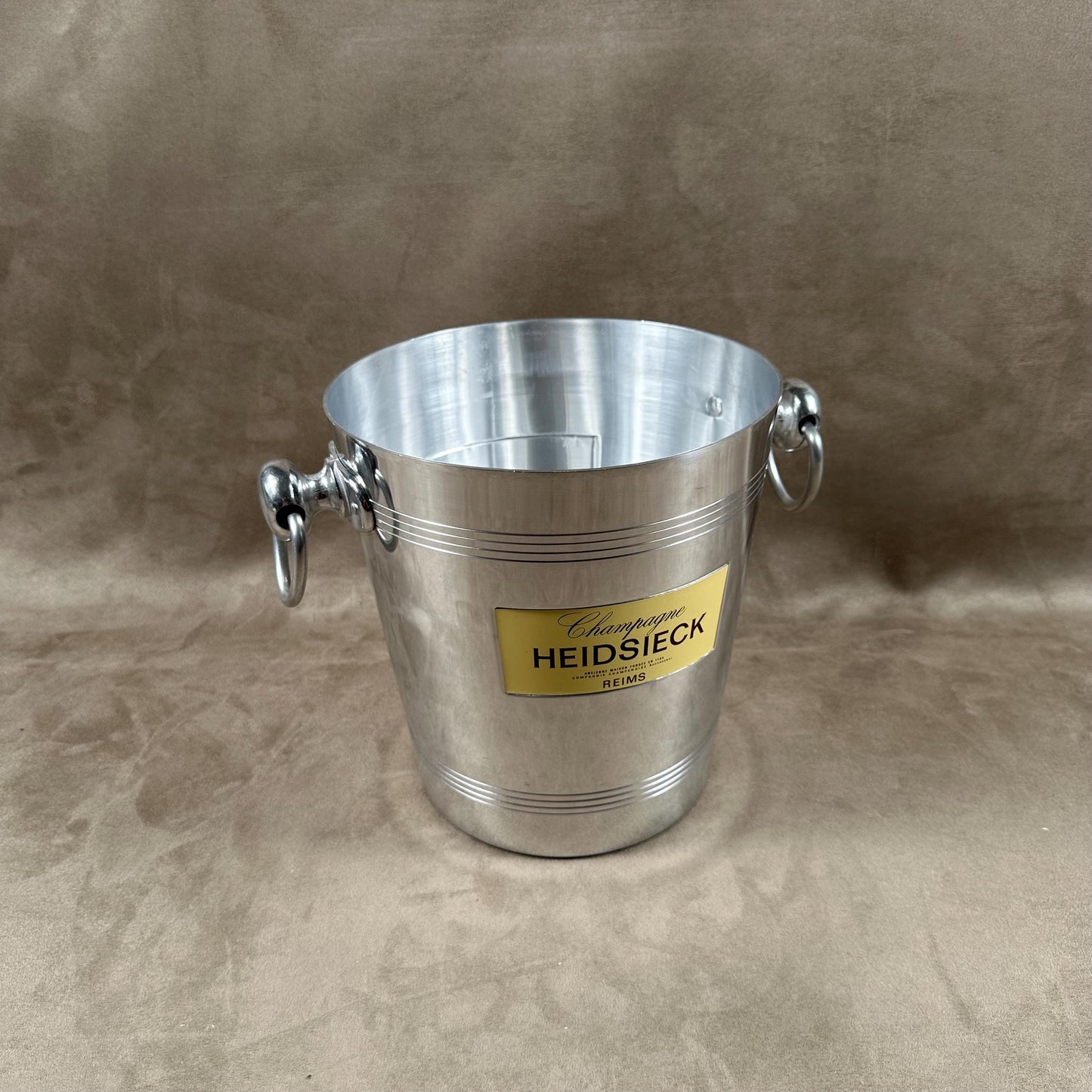 Seau à champagne vintage Heidsieck en aluminium Années 1980