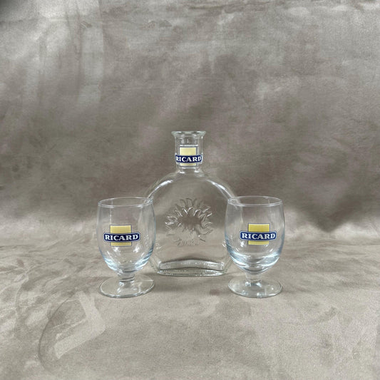 Carafe RICARD et 2 verres vintage articles publicitaires | Made in France | Années 1970