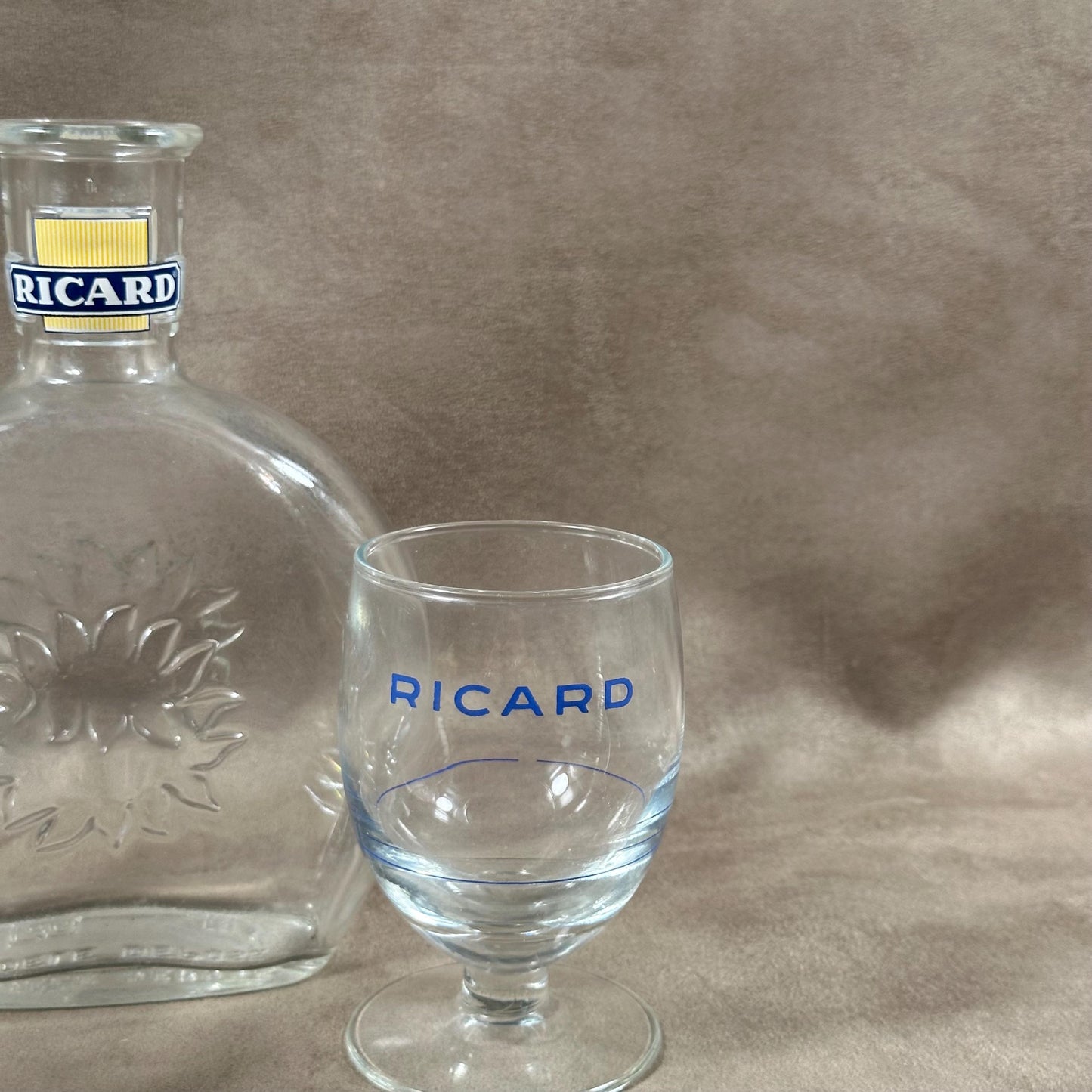 RICARD carafe and 2 vintage glasses advertising items | Made in France | 1970s