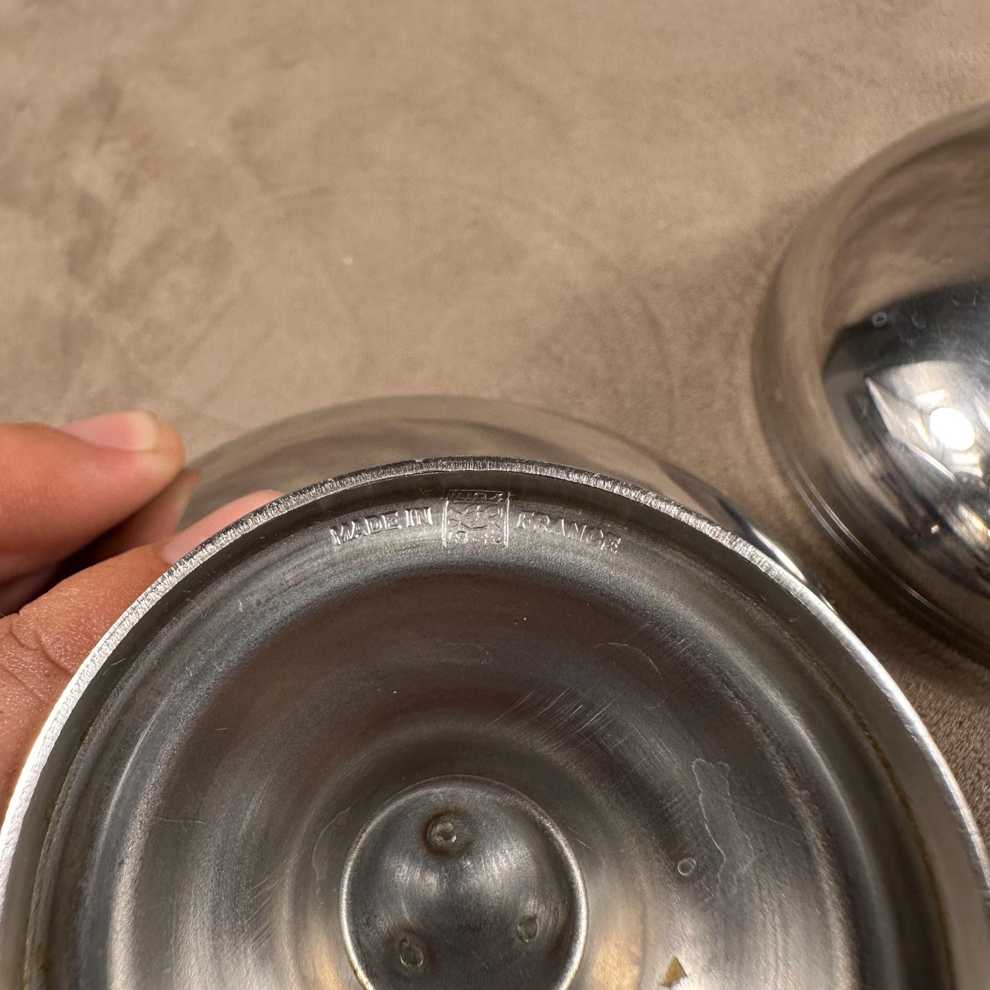 Set of 2 ice cream cups in 18/10 stainless steel, Made in France, Vintage 1980