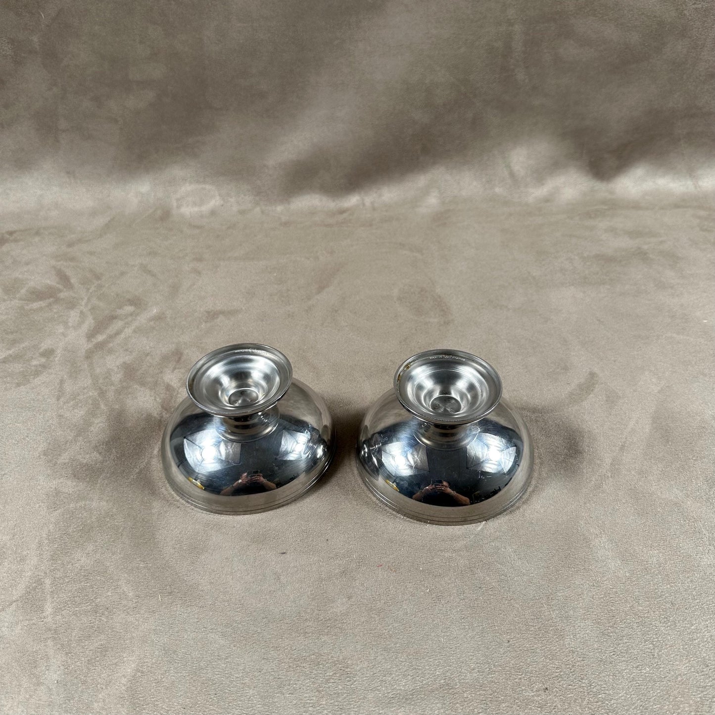 Set of 2 ice cream cups in 18/10 stainless steel, Made in France, Vintage 1980