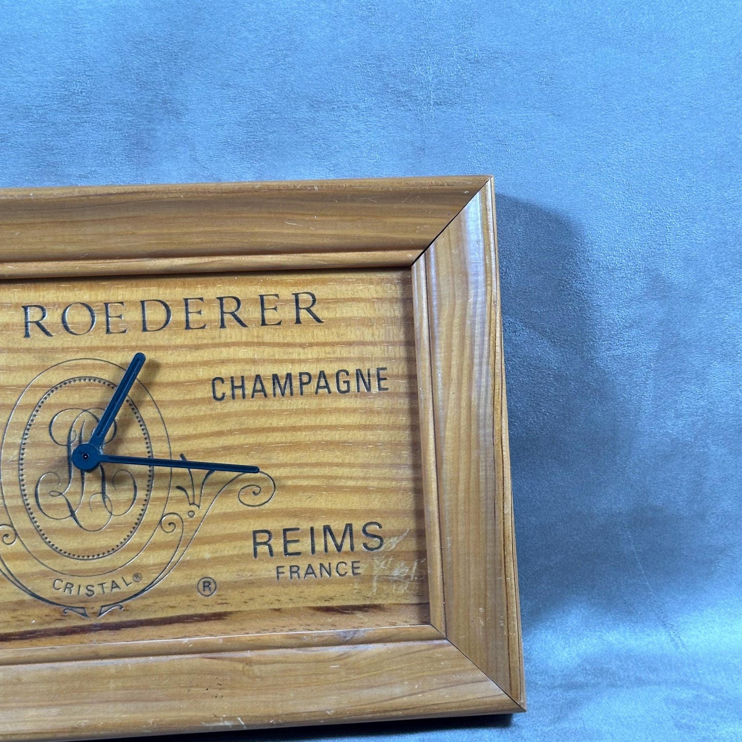 VERY RARE Louis Roederer Champagne Wood Clock Made in France 1980s