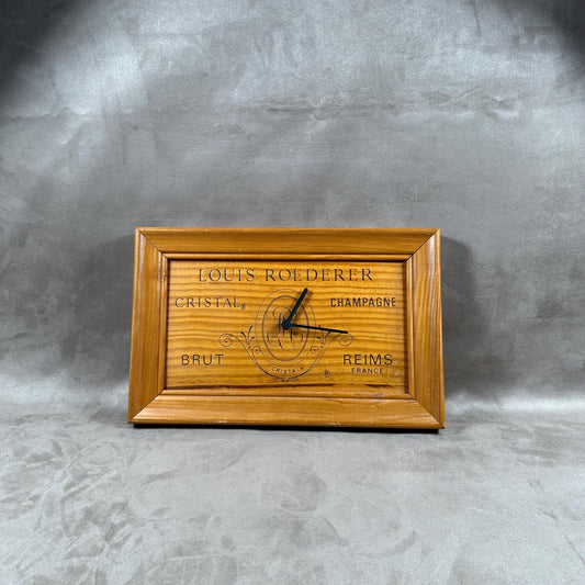 VERY RARE Louis Roederer Champagne Wood Clock Made in France 1980s