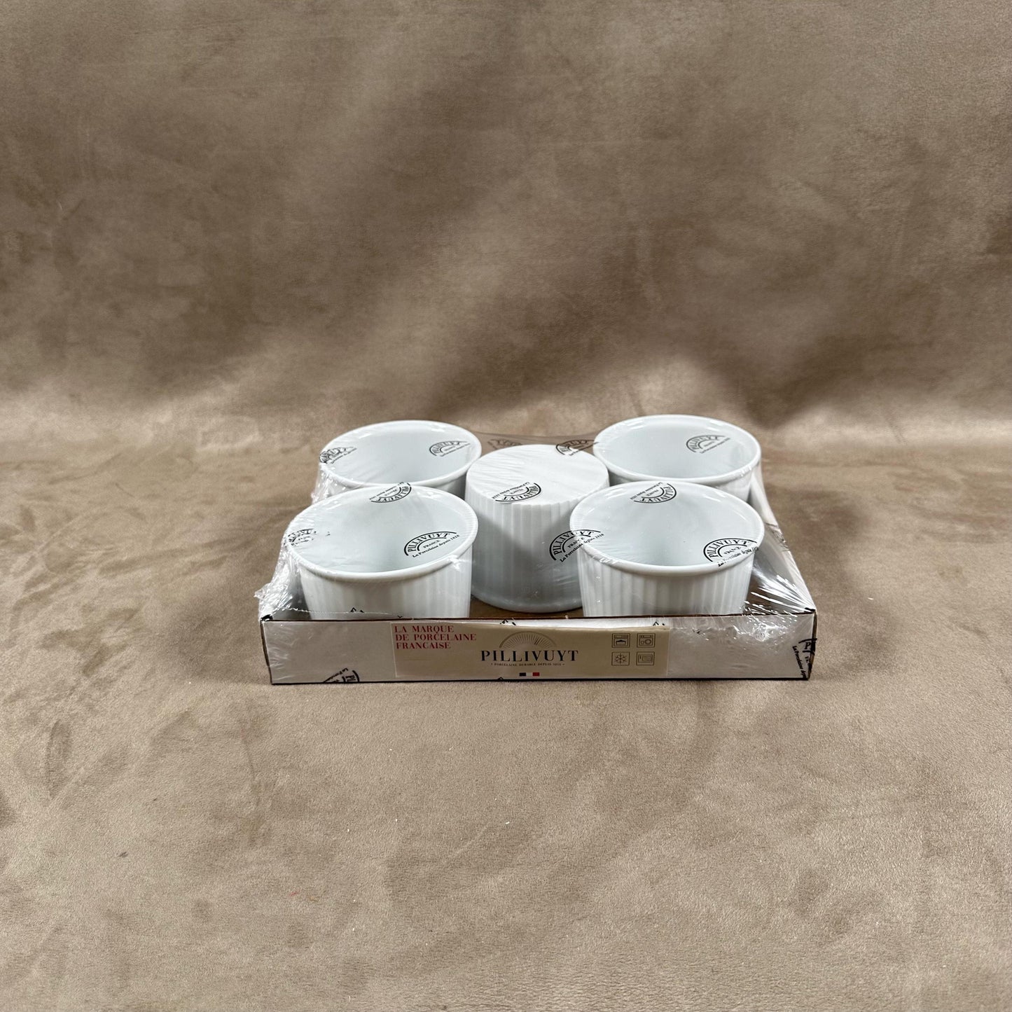 Set of 5 Pillivuyt (France) porcelain ramekins for serving and cooking