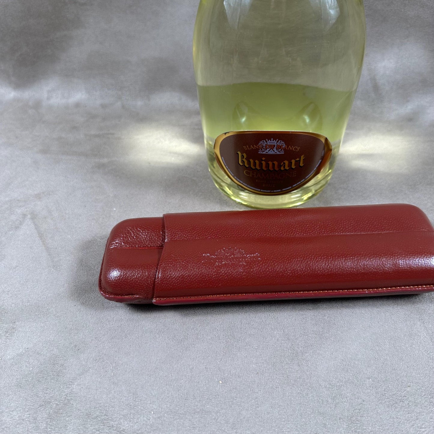 RARE Leather Cigar Case, Dom Ruinart, Made in France, Vintage 1970