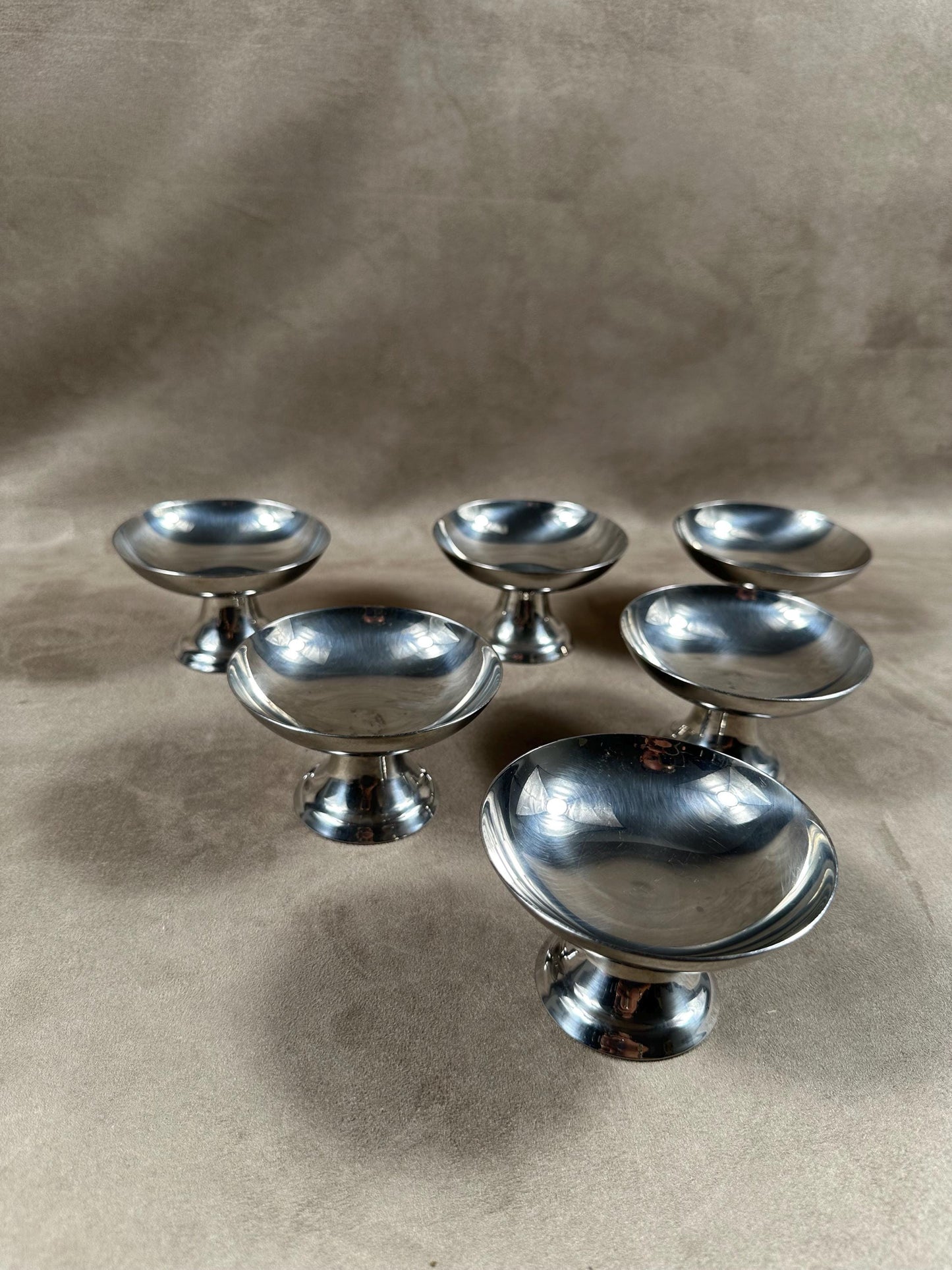 Set of 6 vintage 18/10 stainless steel ice cream cups Made in France