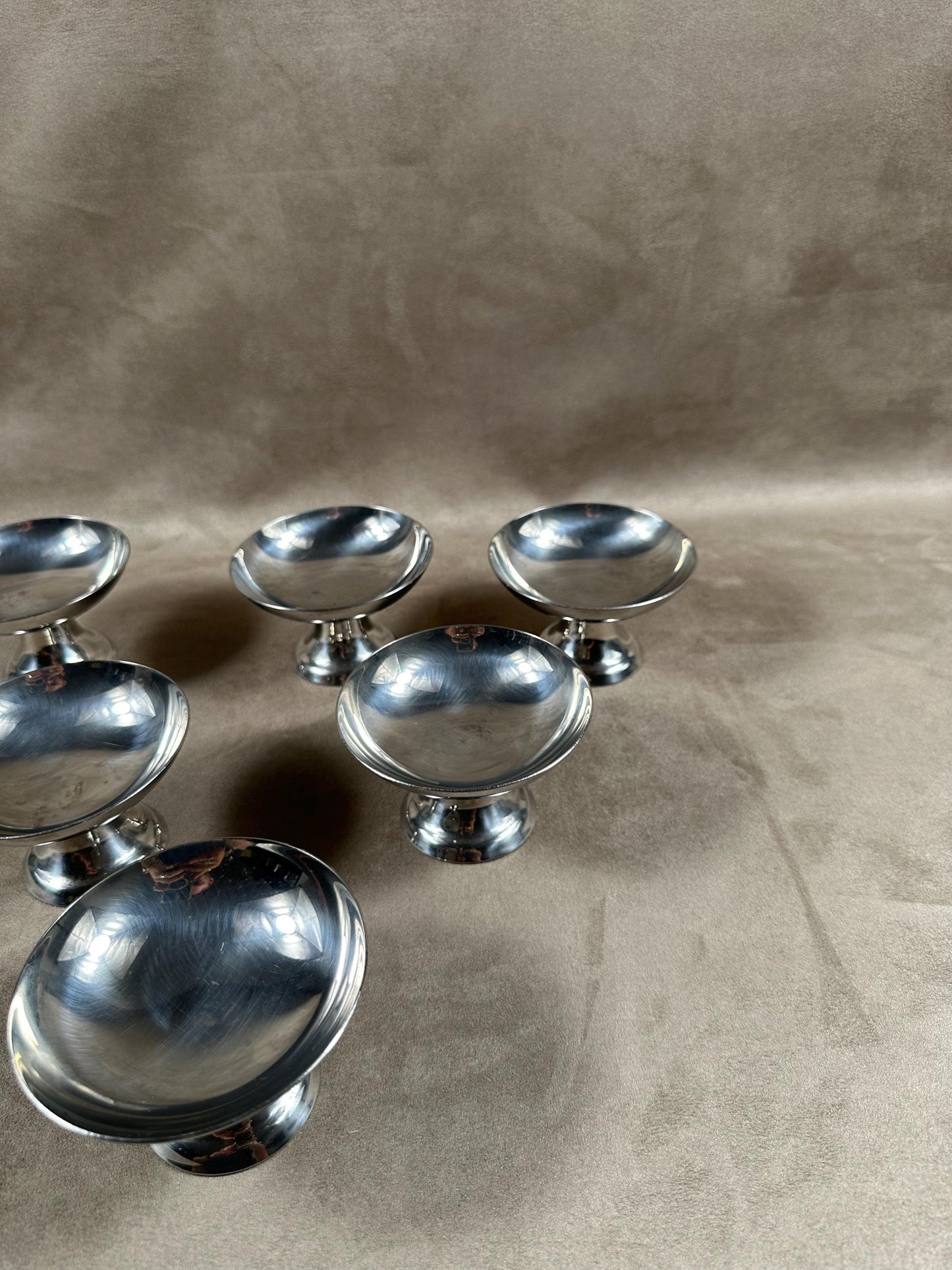 Set of 6 vintage 18/10 stainless steel ice cream cups Made in France