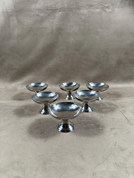 Set of 6 vintage 18/10 stainless steel ice cream cups Made in France
