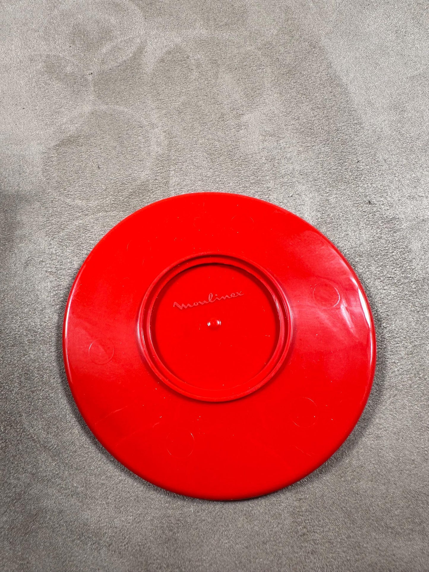 Set of 6 Moulinex coffee cups in glass and red plastic with original vintage box Made in France