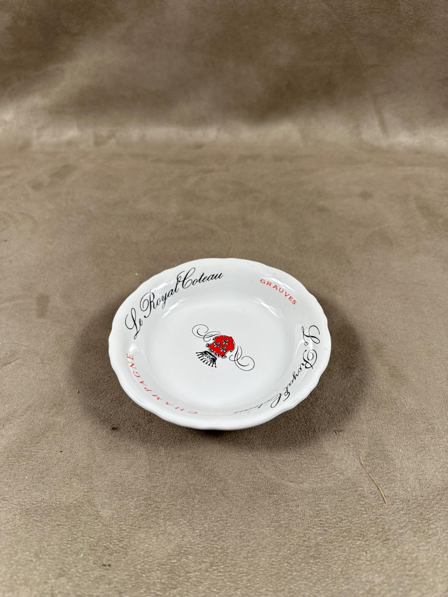 Advertising Ashtray in Earthenware, Champagne Le Royal Coteau Grauves, Made in France, Vintage 1970