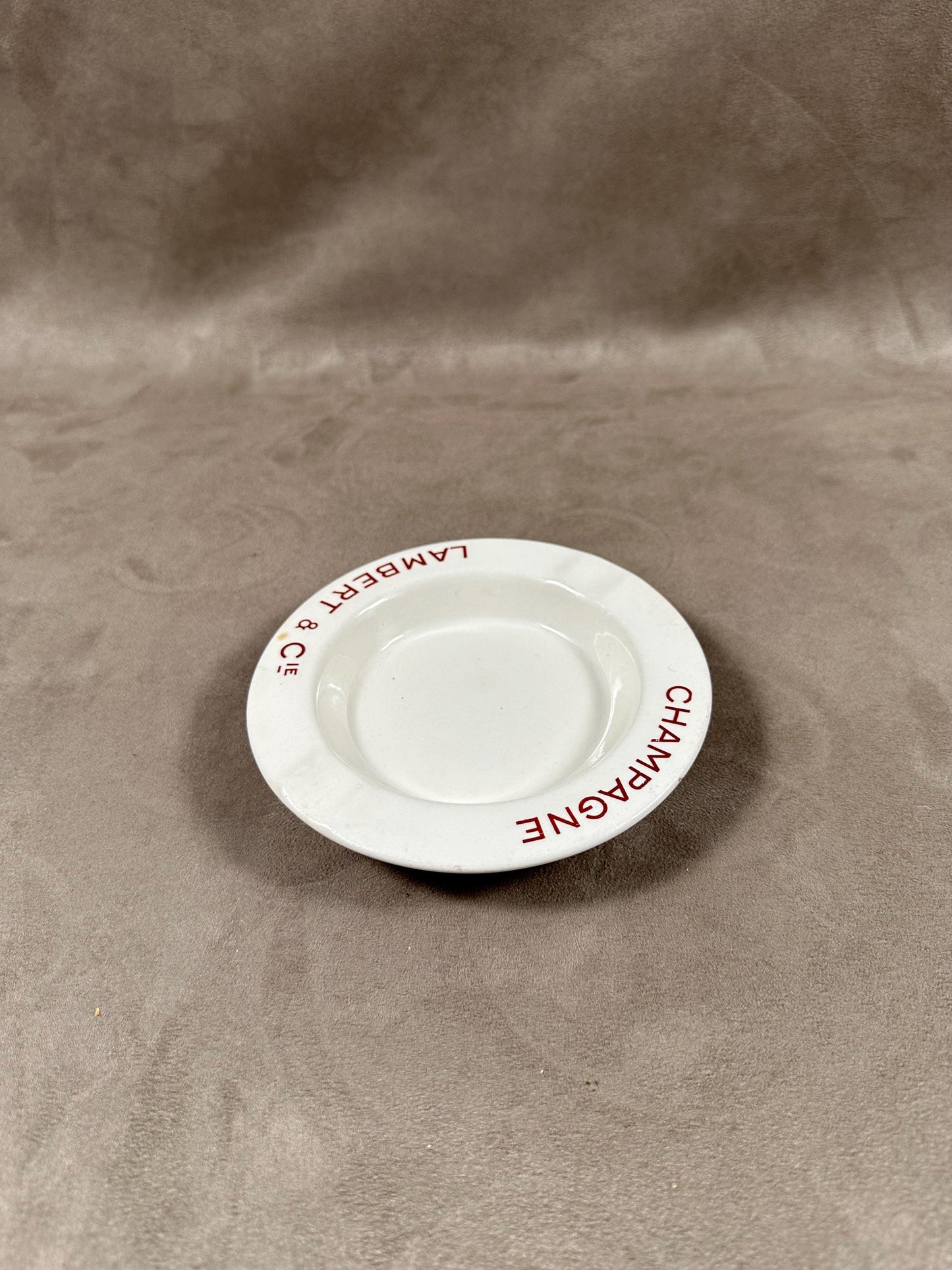 K and G Lunéville Earthenware Advertising Ashtray, Champagne Lambert &amp; Cie, Made in France, Vintage 1980