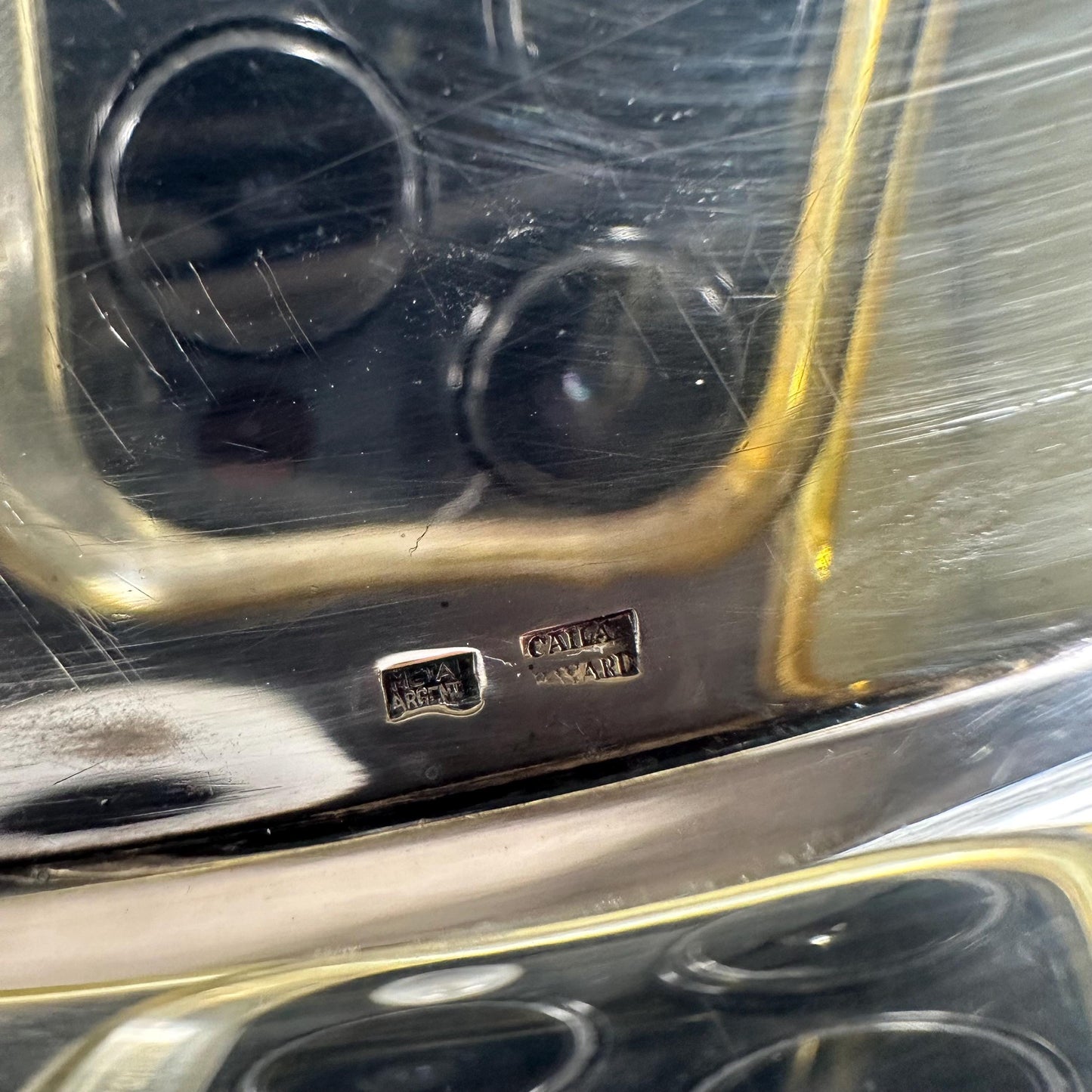 Cailar Bayard vintage round silver metal tray Made in France 1900