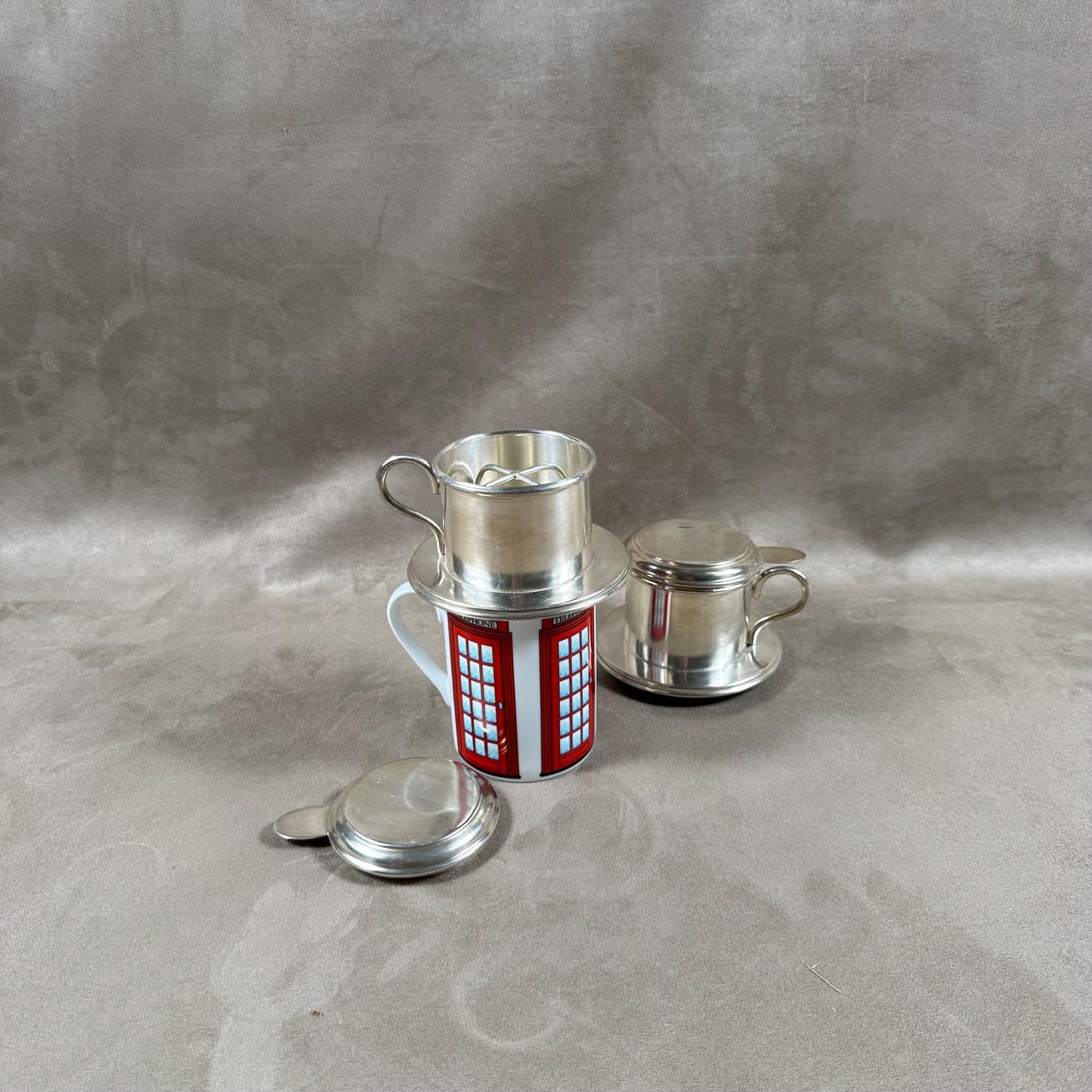 VERY RARE Set of vintage silver metal coffee filters Made in France