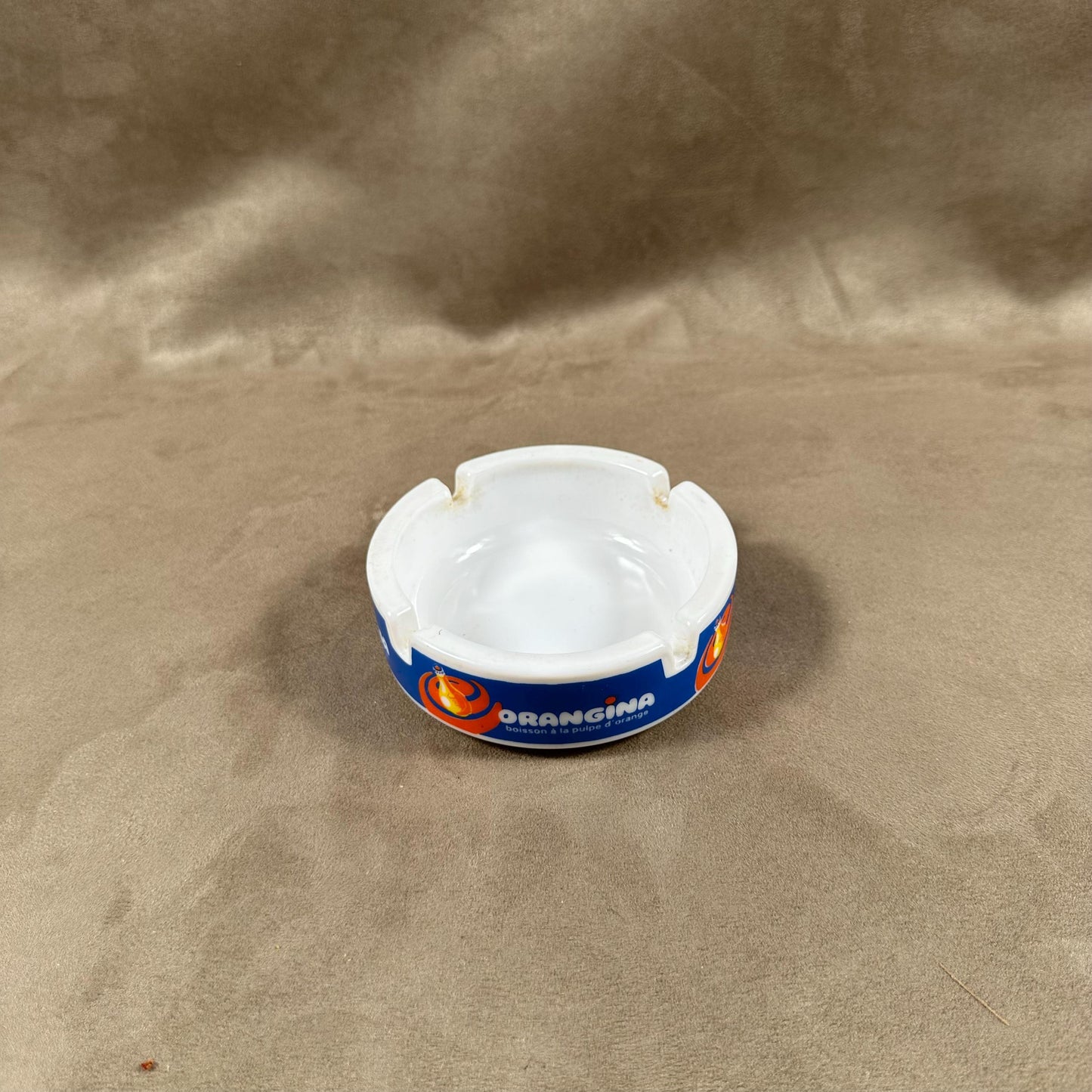 Orangina Vintage White Glass Ashtray Made in France