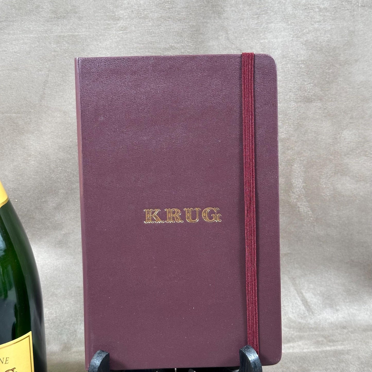 RARE KRUG Champagne Carnet rouge bordeaux en similicuir vintage Made in France Années 1990