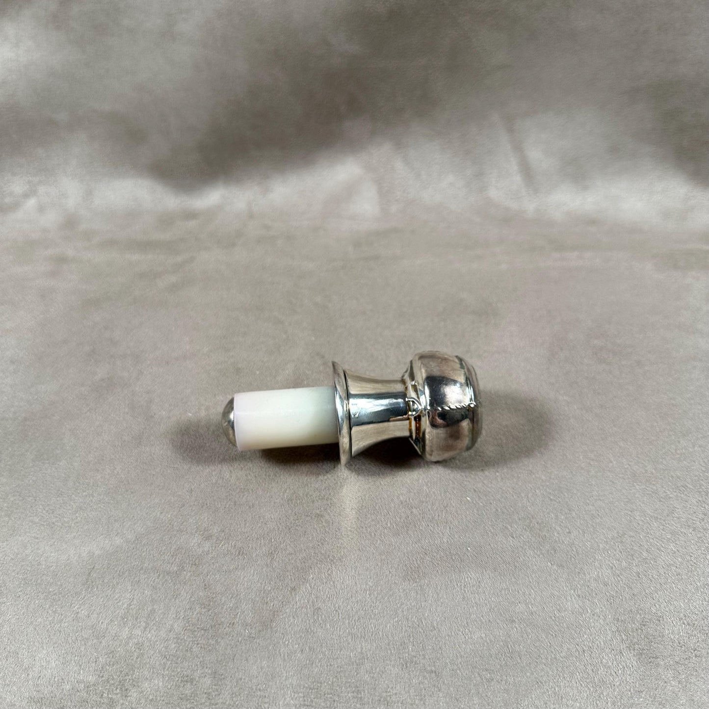 RARE Silver-plated metal stopper in the shape of a cork for an opened bottle of champagne