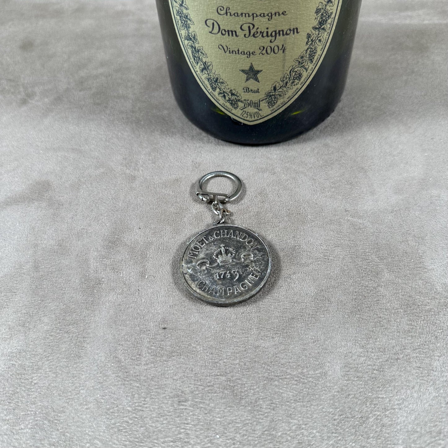 SELTENER Moet&amp;Chandon Dom Perignon Stahl-Schlüsselring Made in France 1980er Jahre