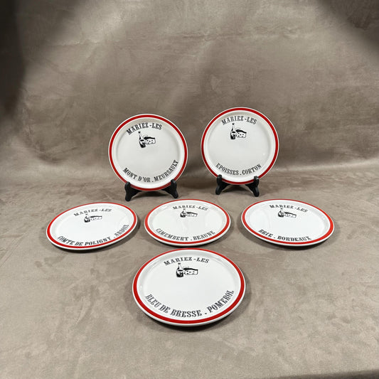 Set of 6 Salins plates on the theme of French wines and cheeses according to French regions Made in France