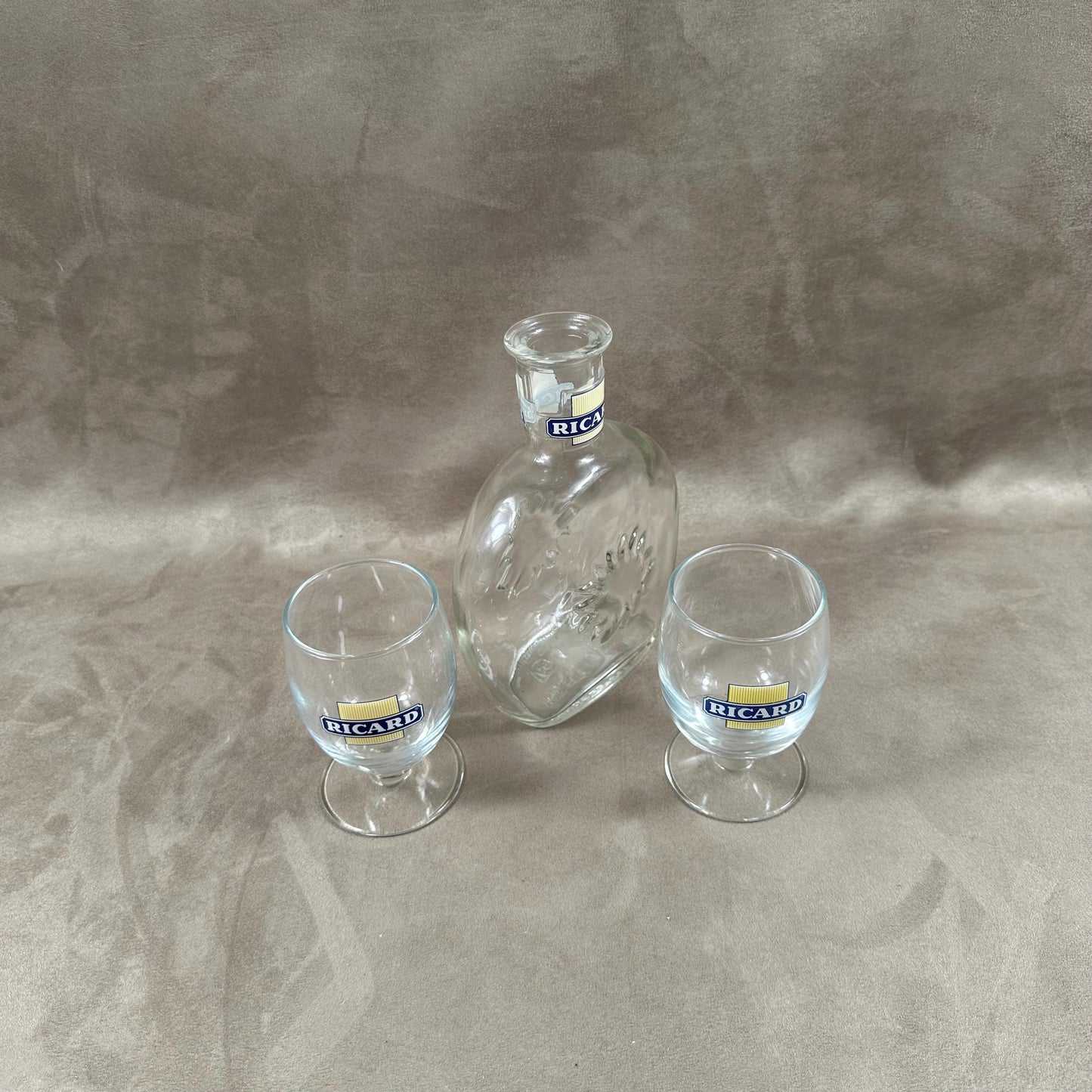 RICARD carafe and 2 vintage glasses advertising items | Made in France | 1970s