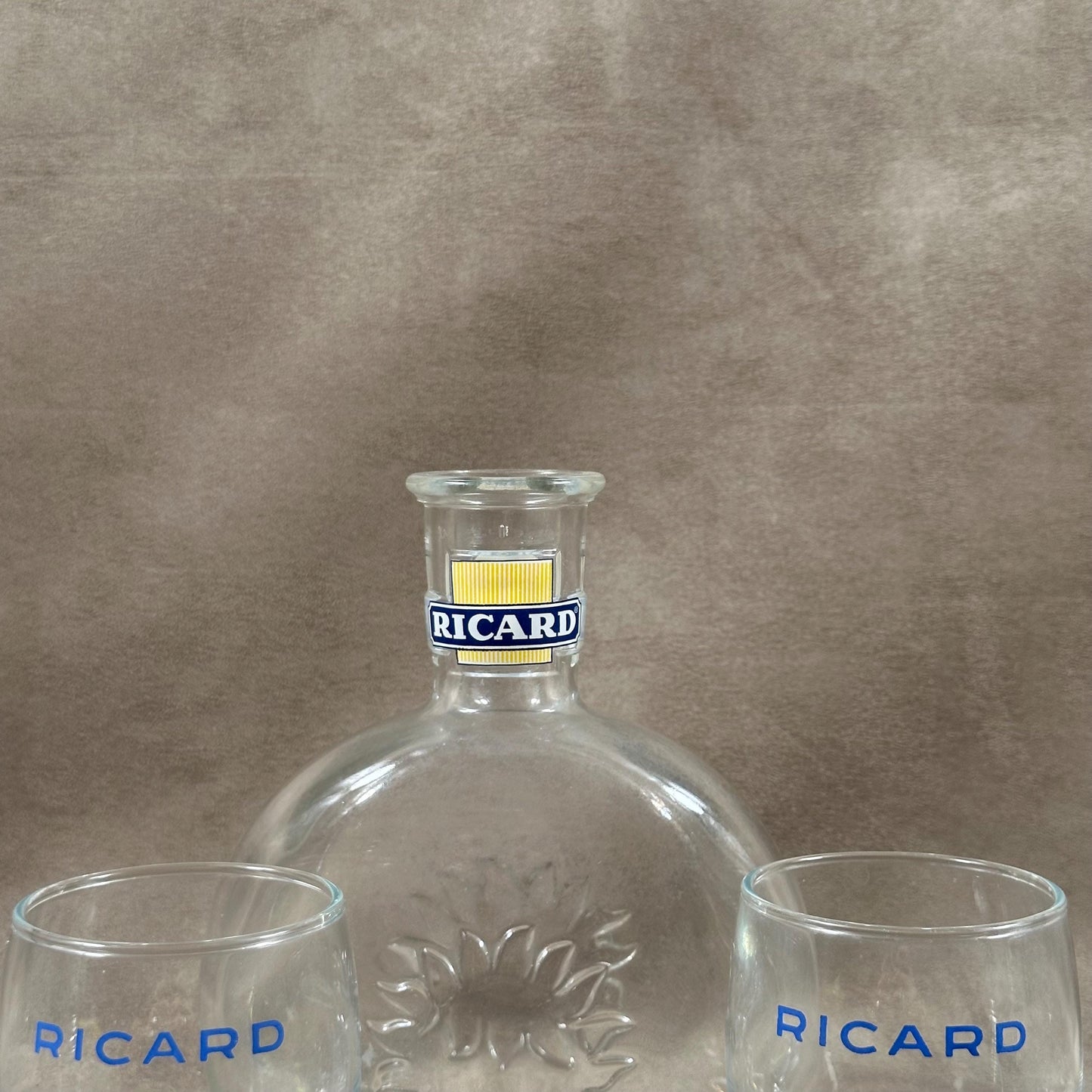 RICARD carafe and 2 vintage glasses advertising items | Made in France | 1970s