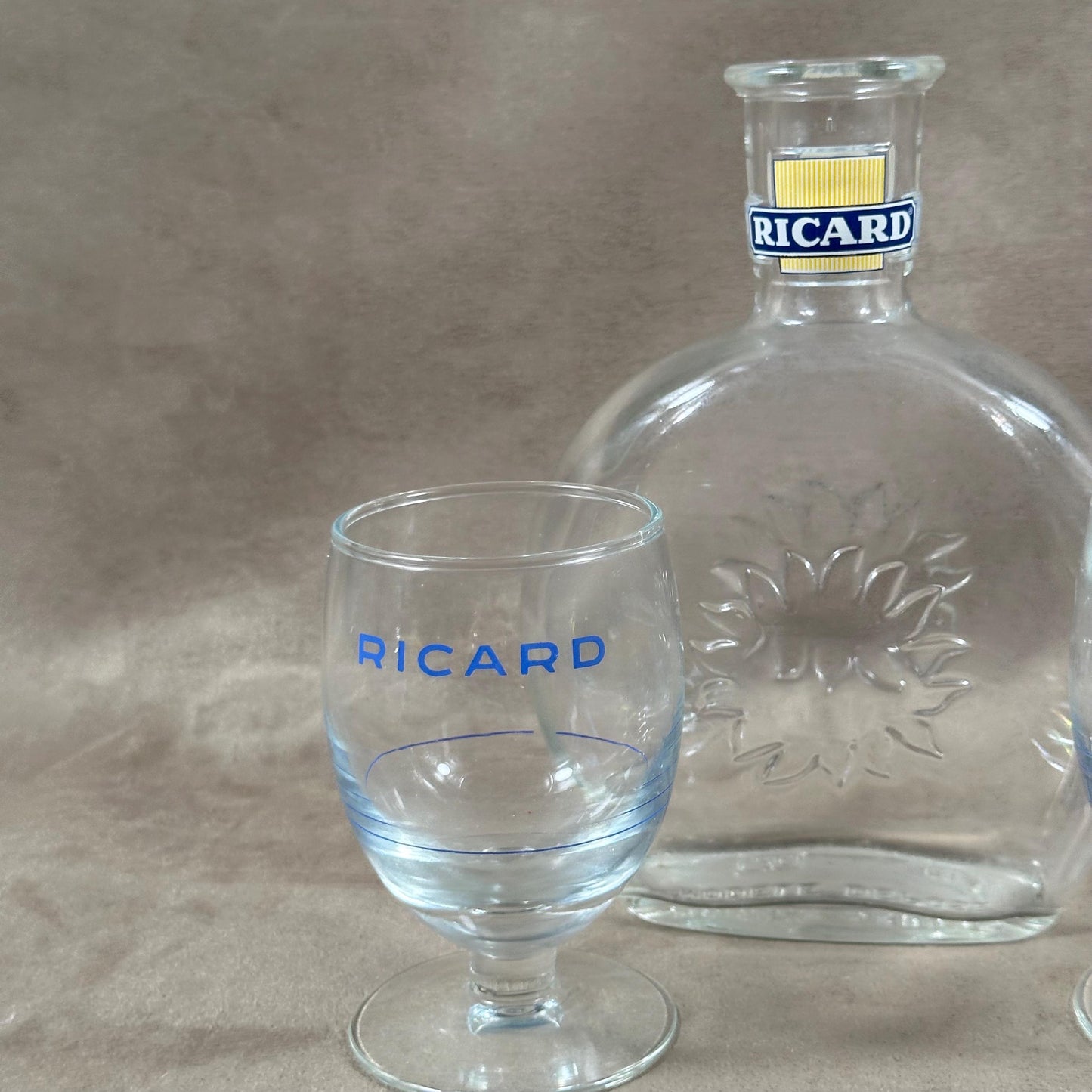 RICARD carafe and 2 vintage glasses advertising items | Made in France | 1970s