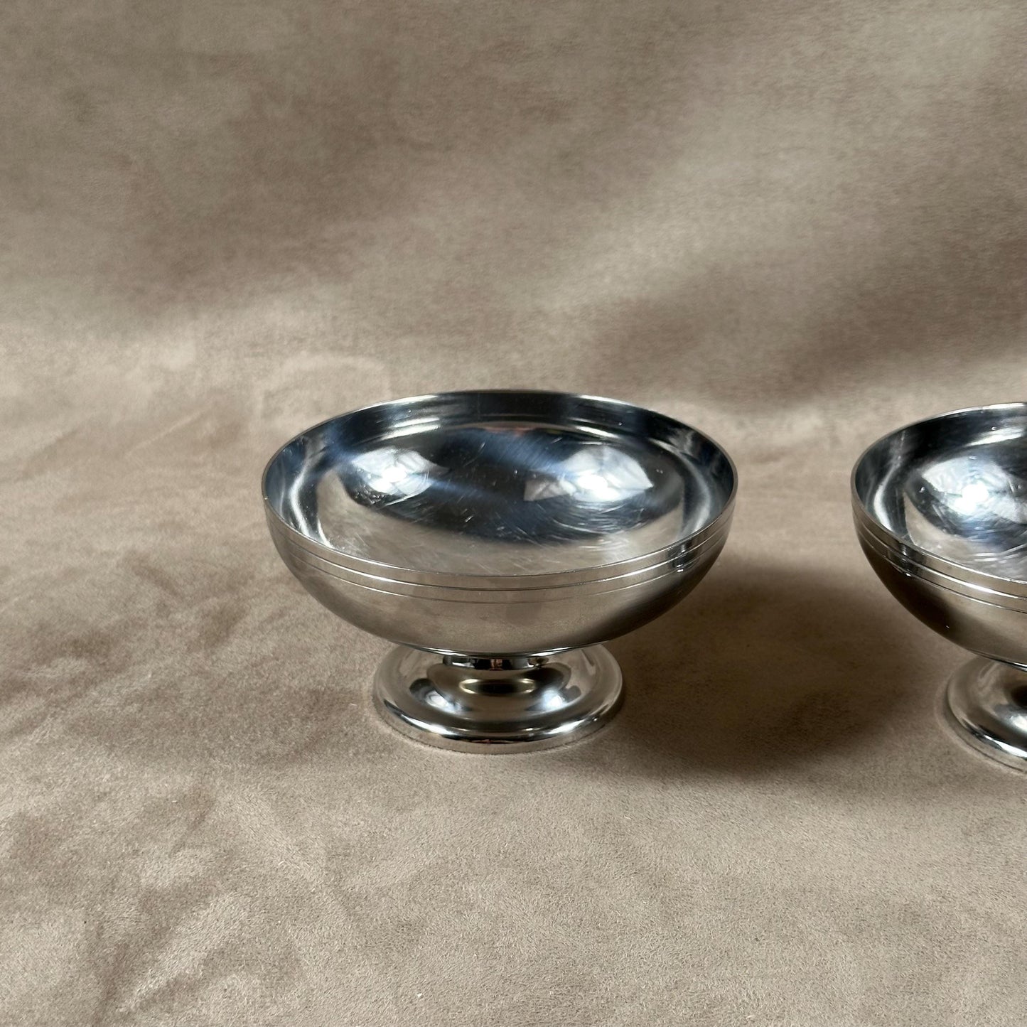 Set of 2 ice cream cups in 18/10 stainless steel, Made in France, Vintage 1980