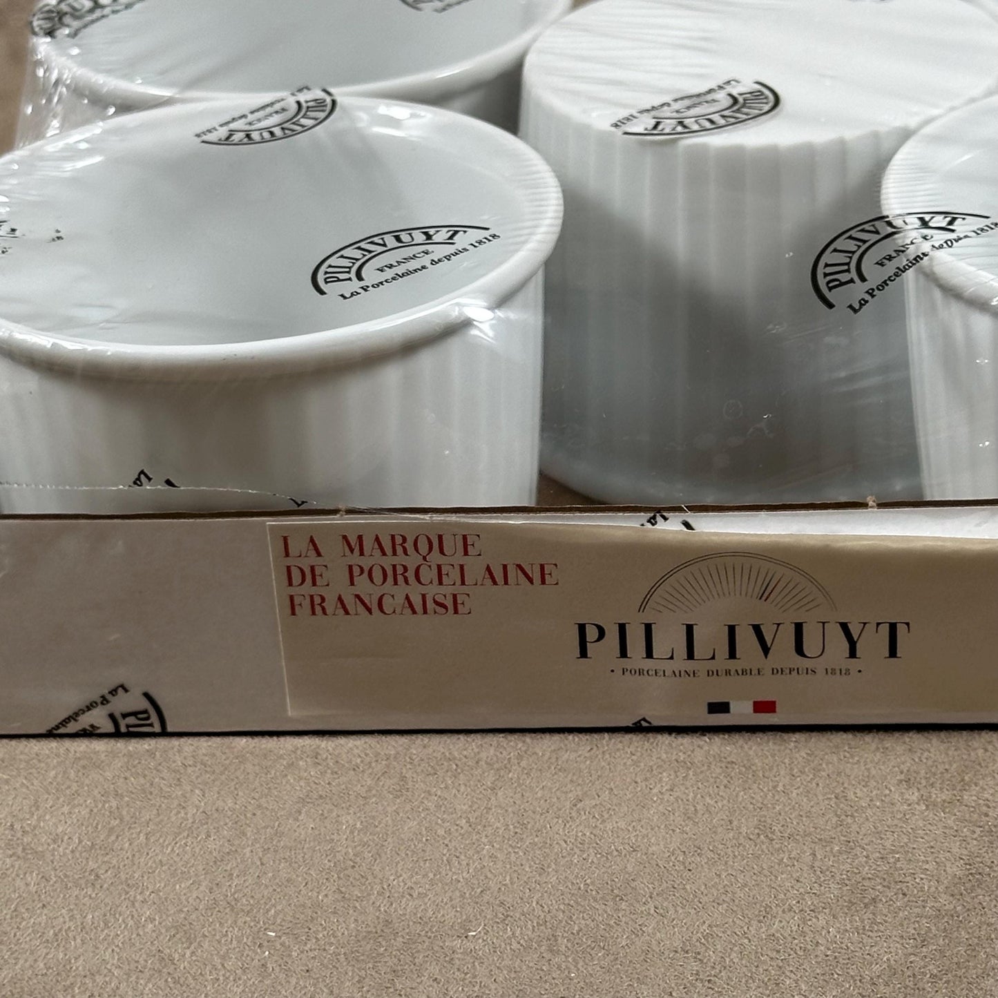 Set of 5 Pillivuyt (France) porcelain ramekins for serving and cooking