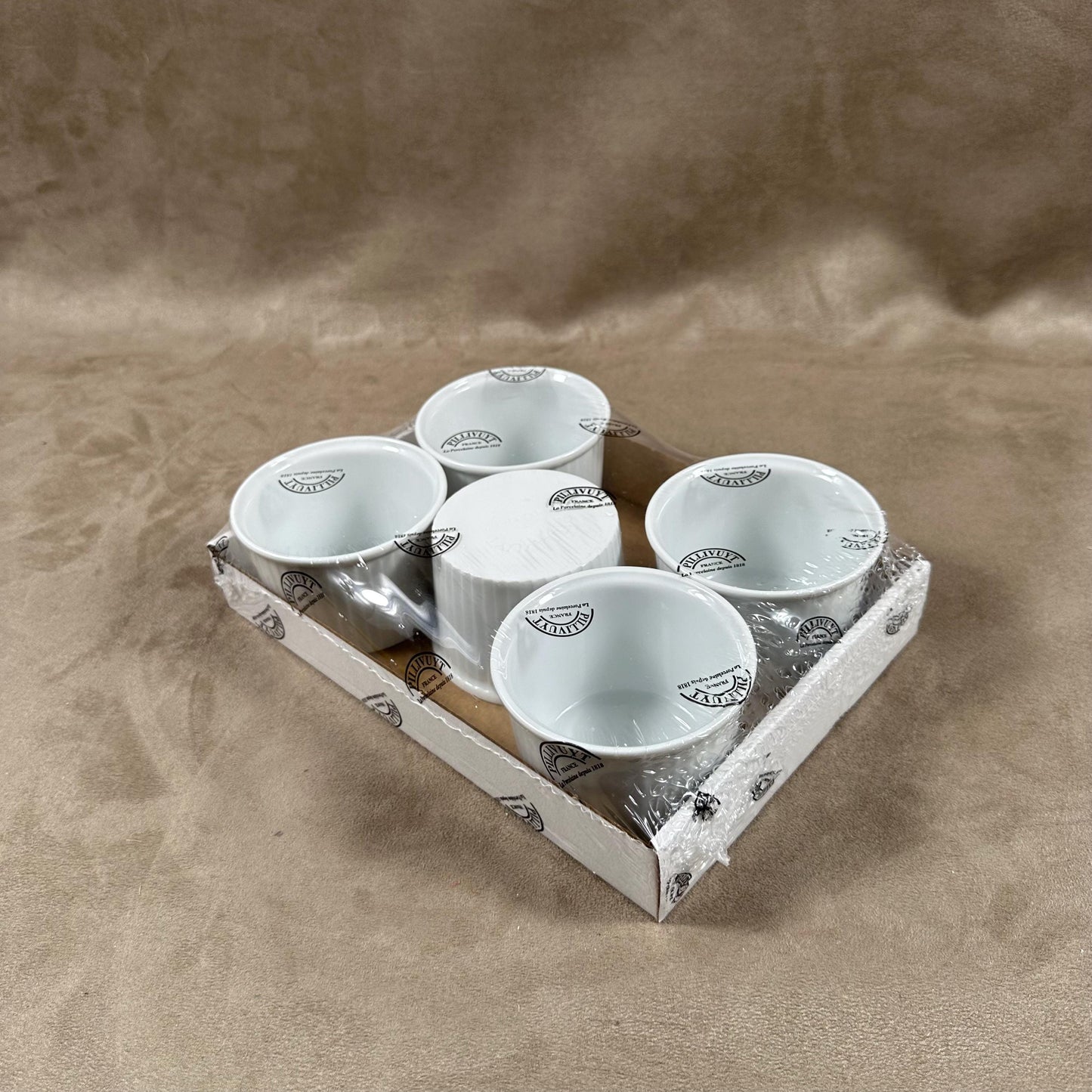Set of 5 Pillivuyt (France) porcelain ramekins for serving and cooking