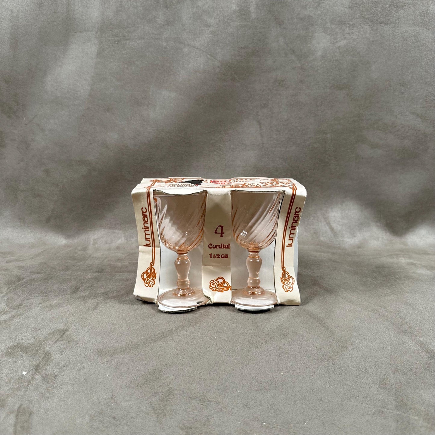 Set of 4 Rosaline Stemmed Glasses by Luminarc, Made in France, Vintage 1980