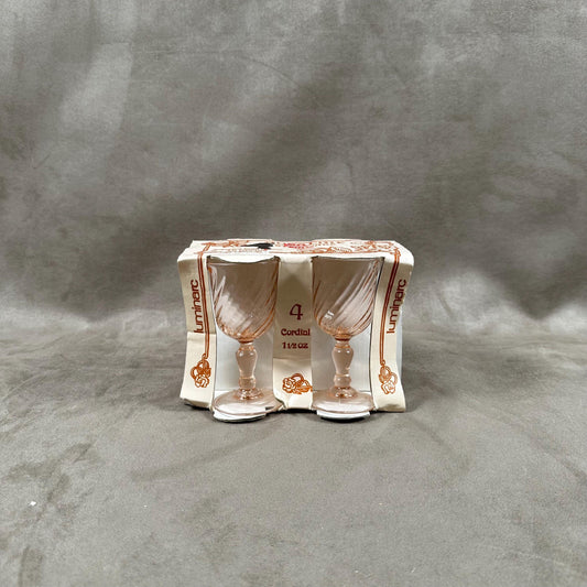 Set of 4 Rosaline Stemmed Glasses by Luminarc, Made in France, Vintage 1980