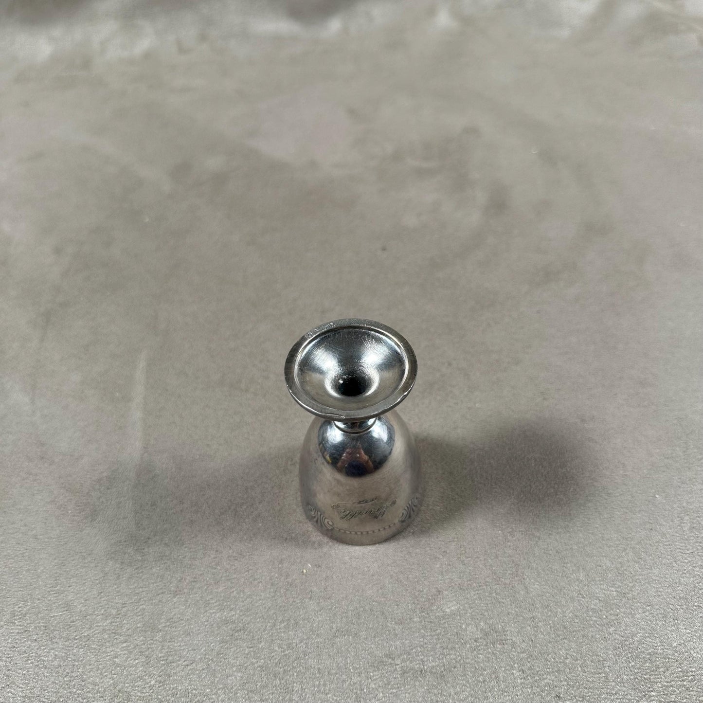 Silver metal egg cups engraved "Mireille" signed Alfenide Made in France 1960