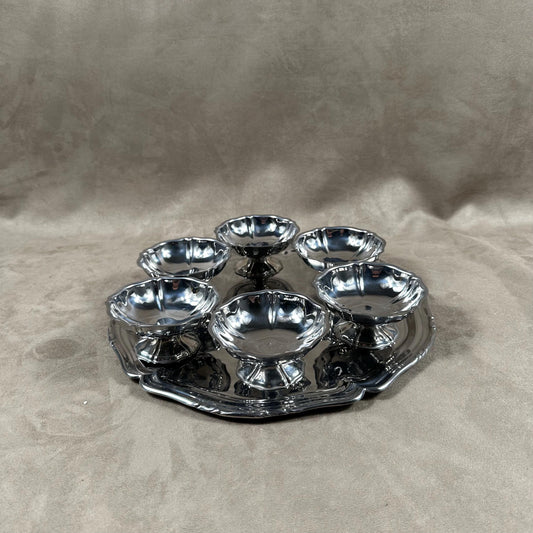 Set of 6 ice cream cups 1 tray Guy Degrenne in 18/10 stainless steel vintage Made in France