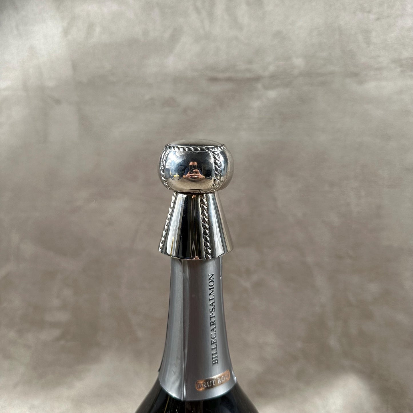 RARE Silver-plated metal stopper in the shape of a cork for an opened bottle of champagne