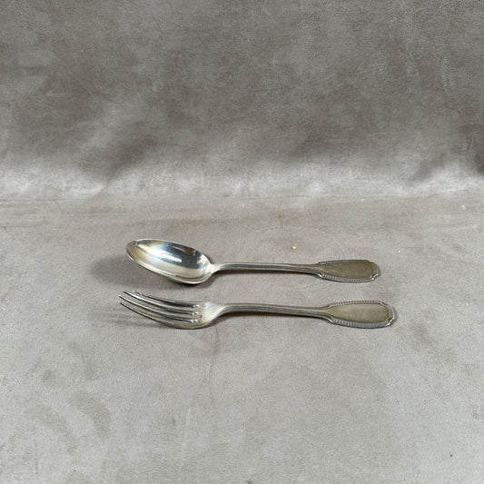 VERY RARE Set of 2 CHRISTOFLE christening cutlery in solid sterling silver 925 Minerva hallmark Made in France 1900's