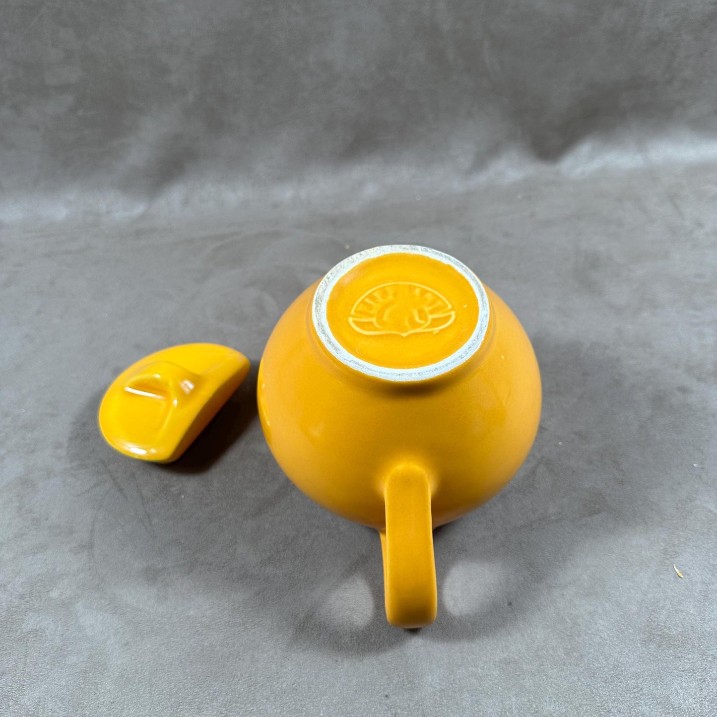 Beautiful orange ceramic teapot in the shape of an elephant Made in France