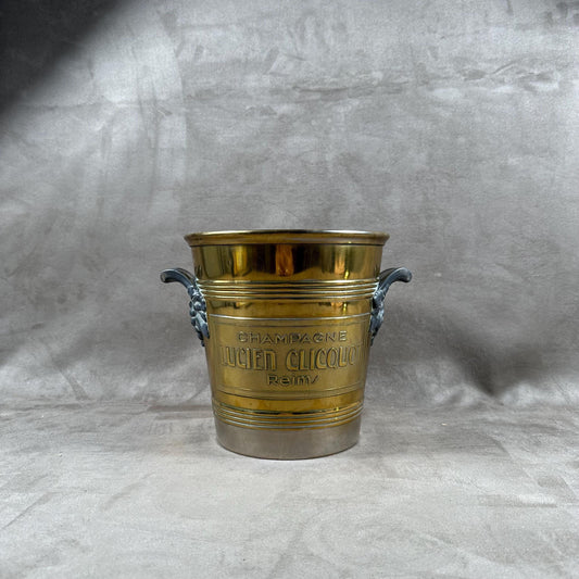 VERY RARE Lucien Clicquot Magnificent silver metal and brass bucket for champagne bottle Champagne Made in France