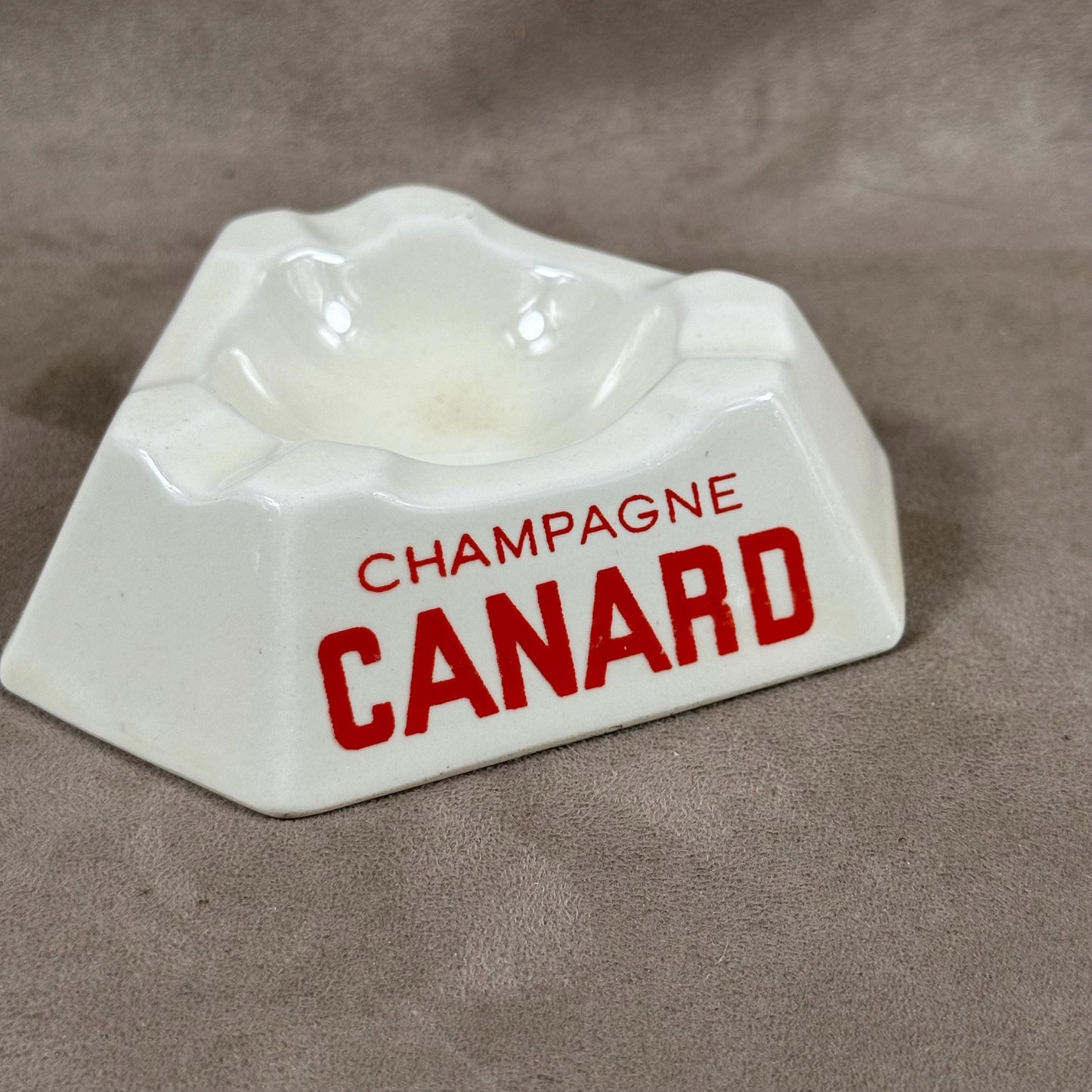 Cendrier vintage en faience Champagne CANARD Made in France