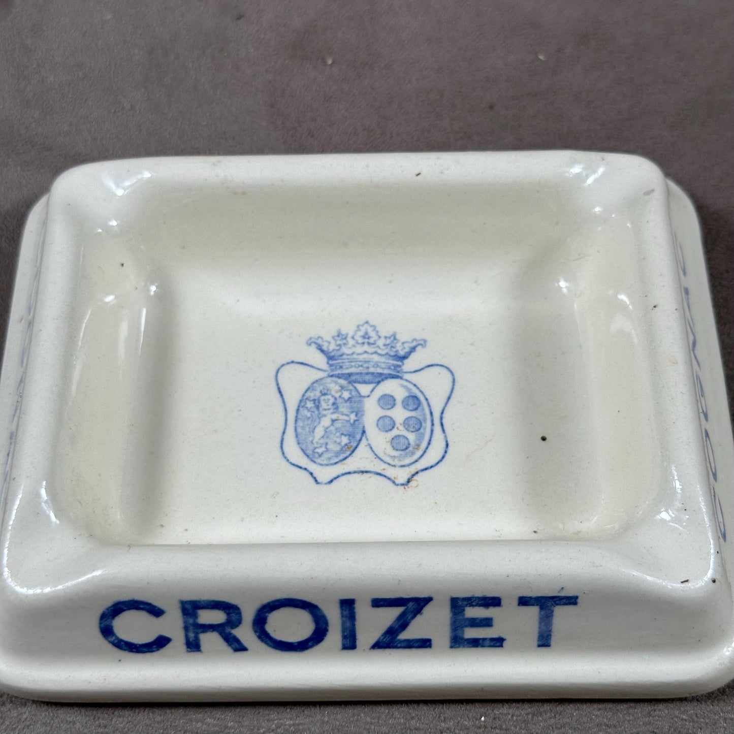 Digoin Sarreguemines earthenware ashtray for Cognac CROIZET vintage Made in France