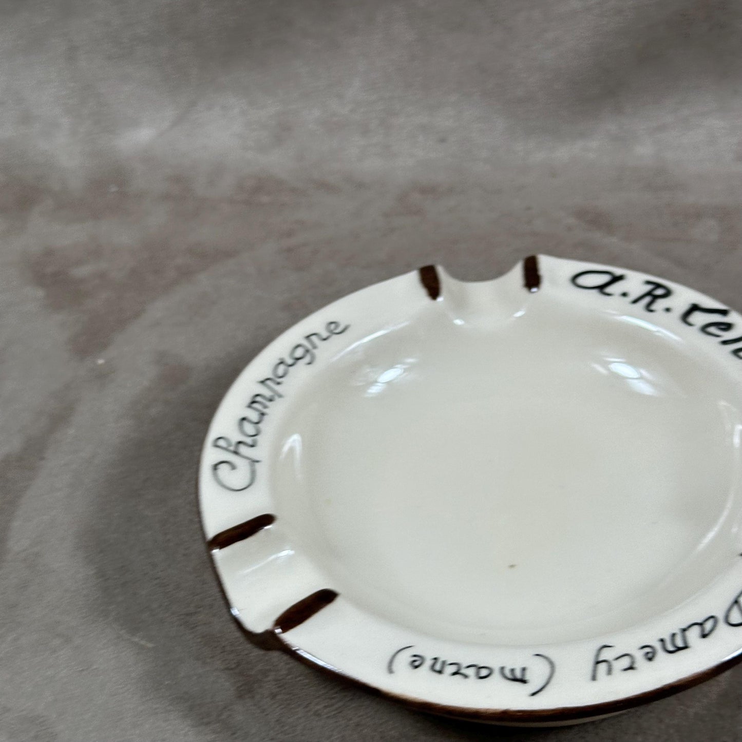 Advertising earthenware ashtray champagne AR Lenoble Made in France Vintage 1970